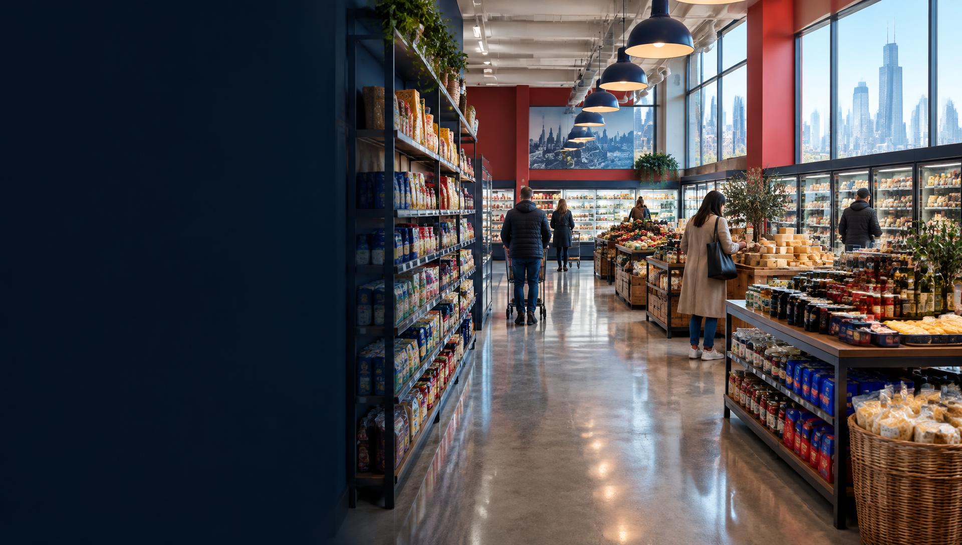 Large grocery store stocked with international foods