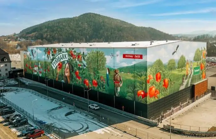 Tymbark mural on the brand's facility in Poland
